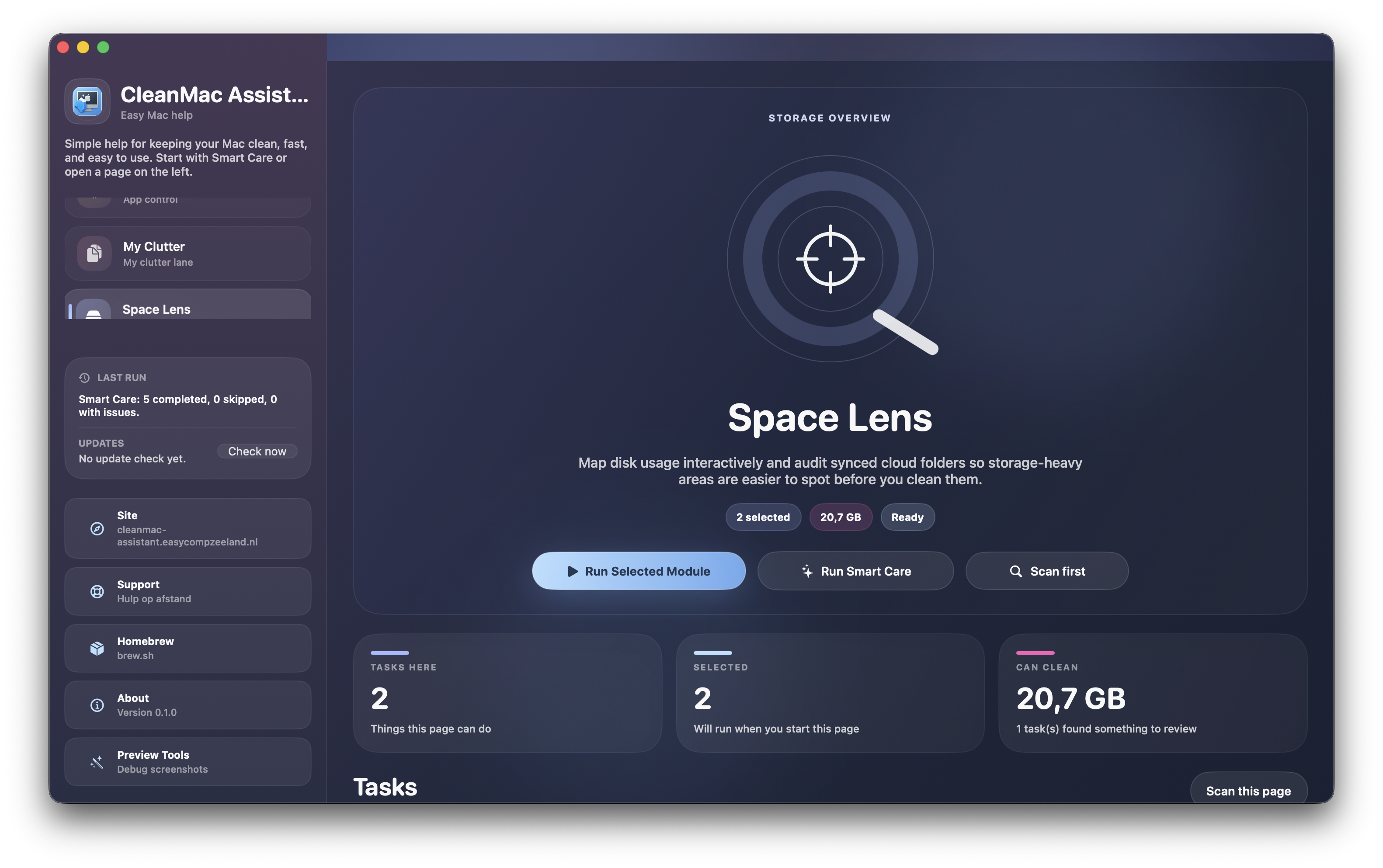 Scherm dat laat zien wat veel ruimte inneemt